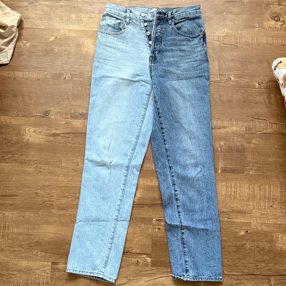 Two-Tone Blue High-rise Jeans